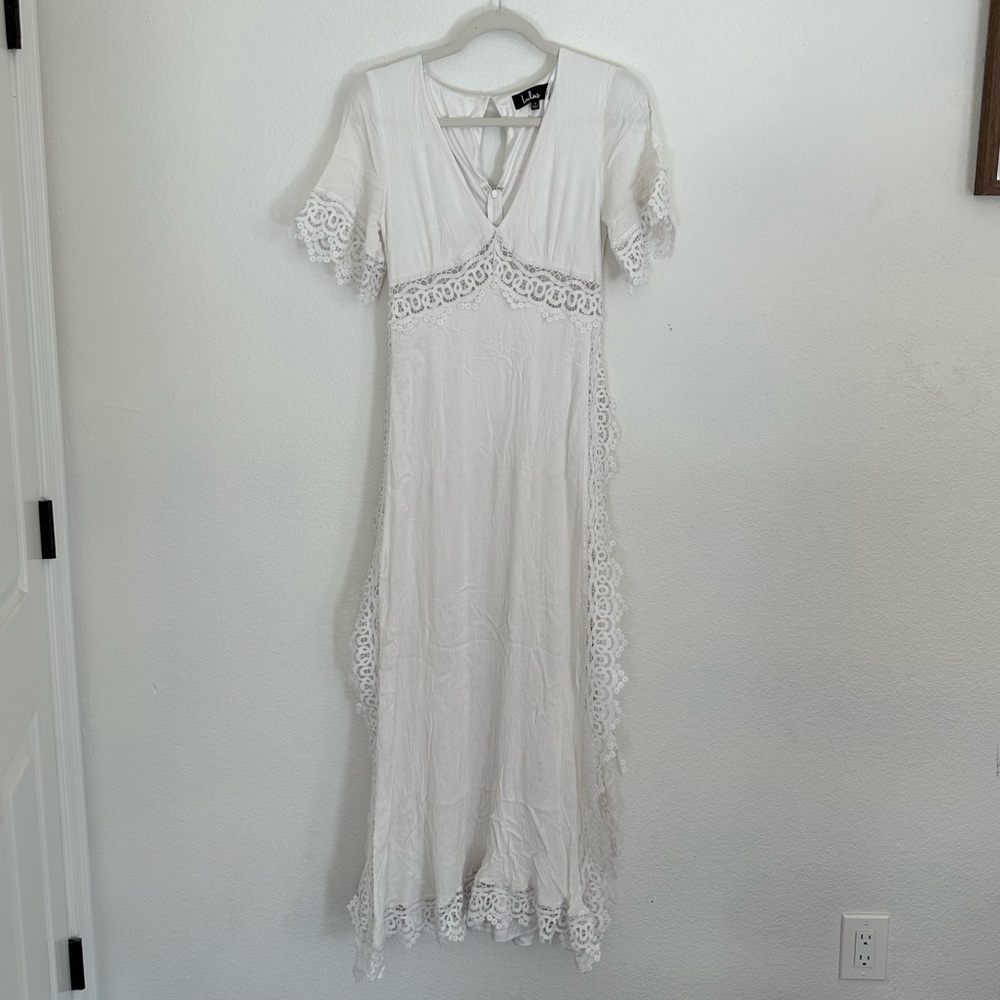 Lulus White Knit Lace Dress